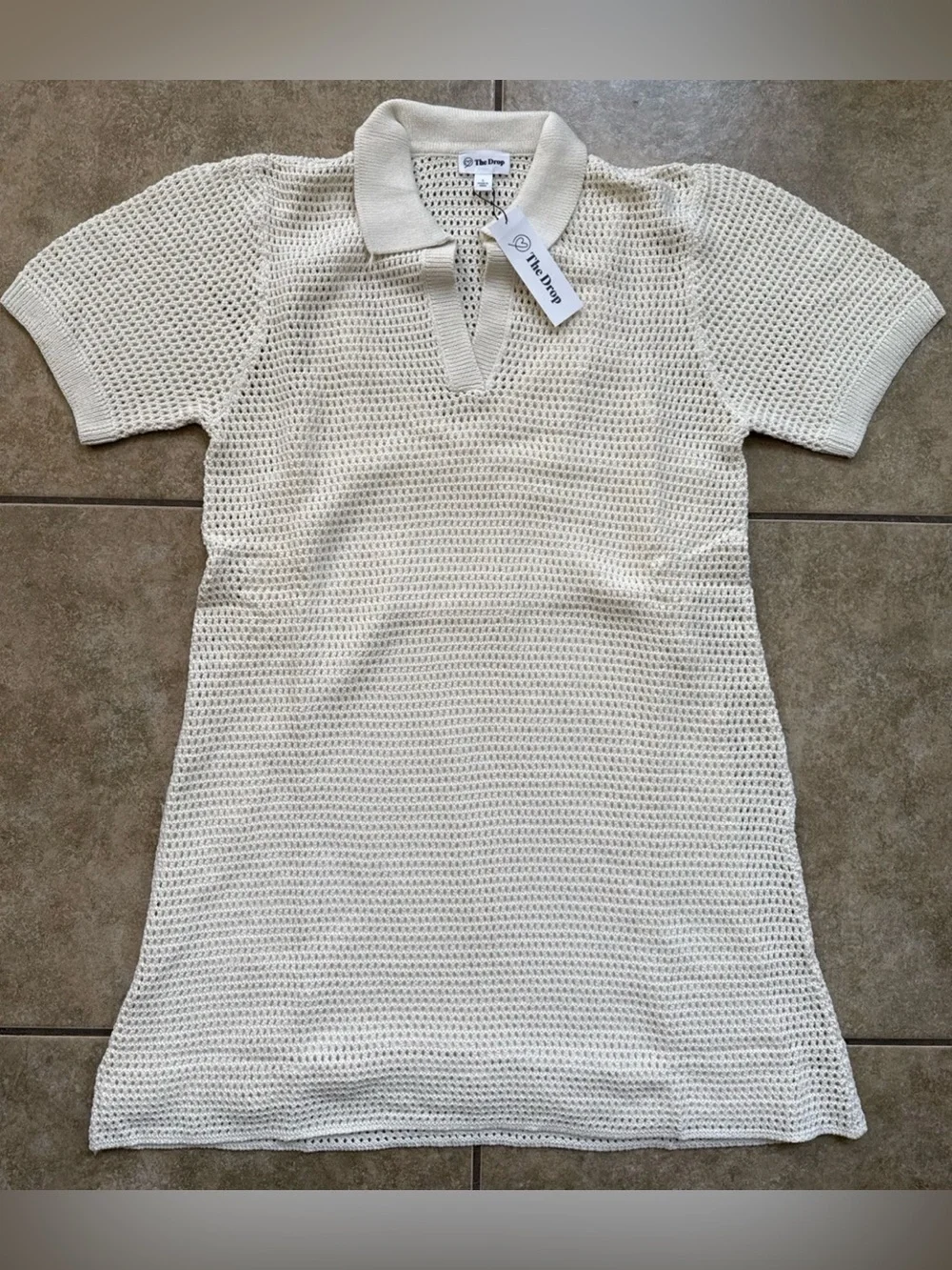 Crochet Dress The Drop Melia Collared Mini Women's Size Large New FAST SHIPPING - Picture 1 of 7